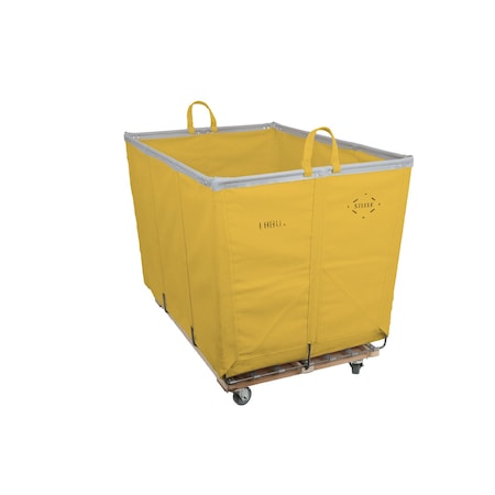 Steele Canvas Basket 18 BU Permanent Truck Yellow Vinyl w/Grey Vinyl - 4in Casters Diamond Mount 9418VYLWVGRYW4
